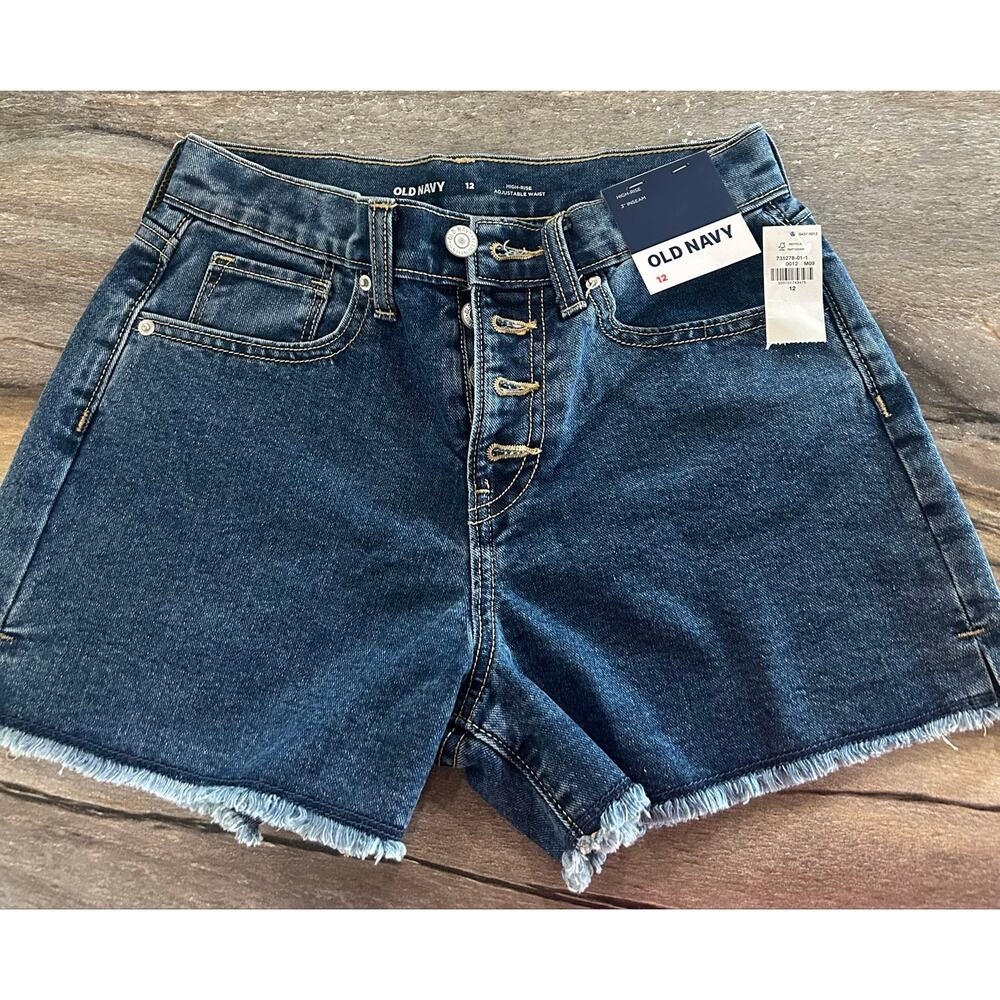 Old Navy Blue Denim Shorts with Light Blue Interior frayed hem- Sz:Youth 12-NEW